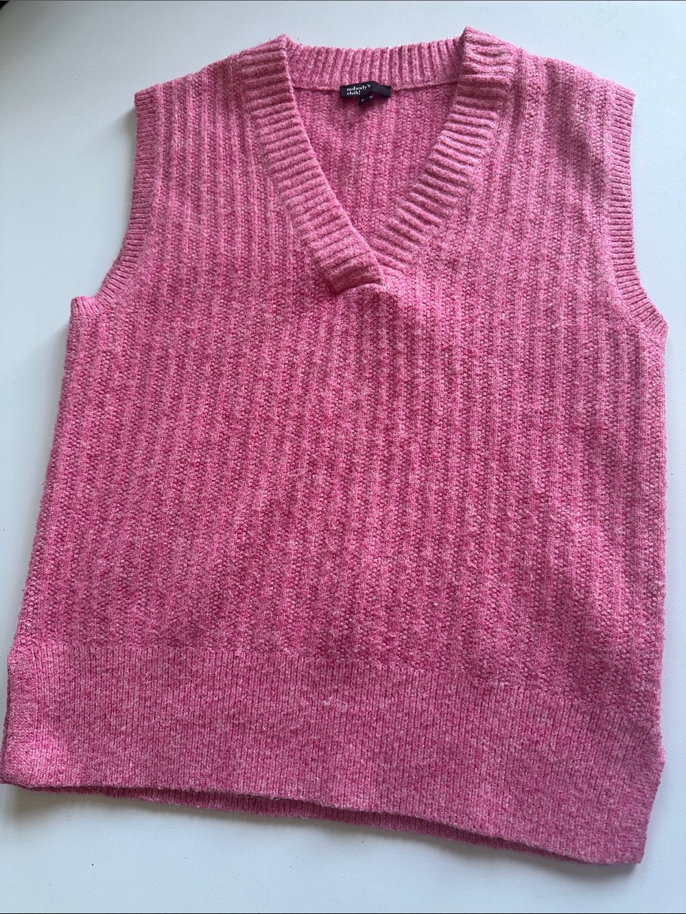 Pink Ribbed V-Neck Sweater Vest